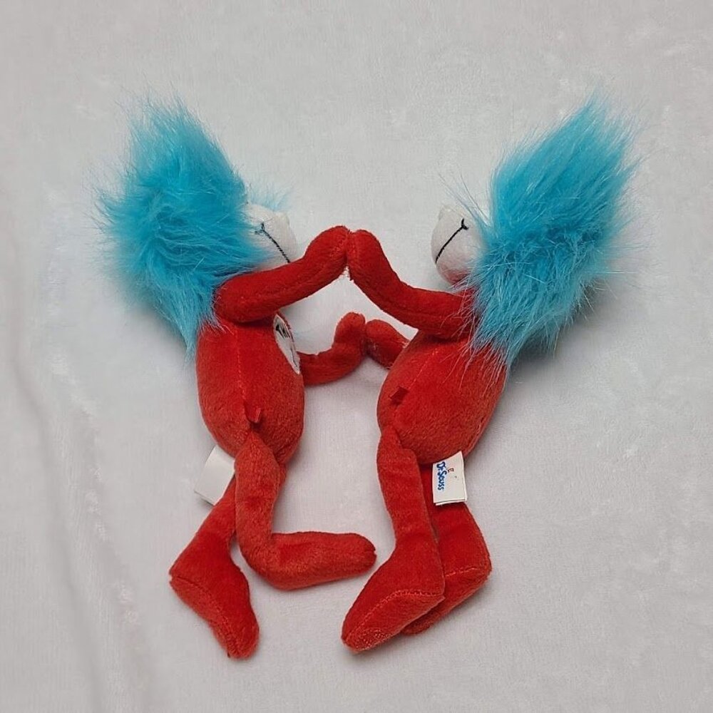 Dr Seuss Thing 1 & 2 Cat In The Hat 10" Plush Stuffed Dolls 2016 Manhattan Toy - Picture 12 of 12